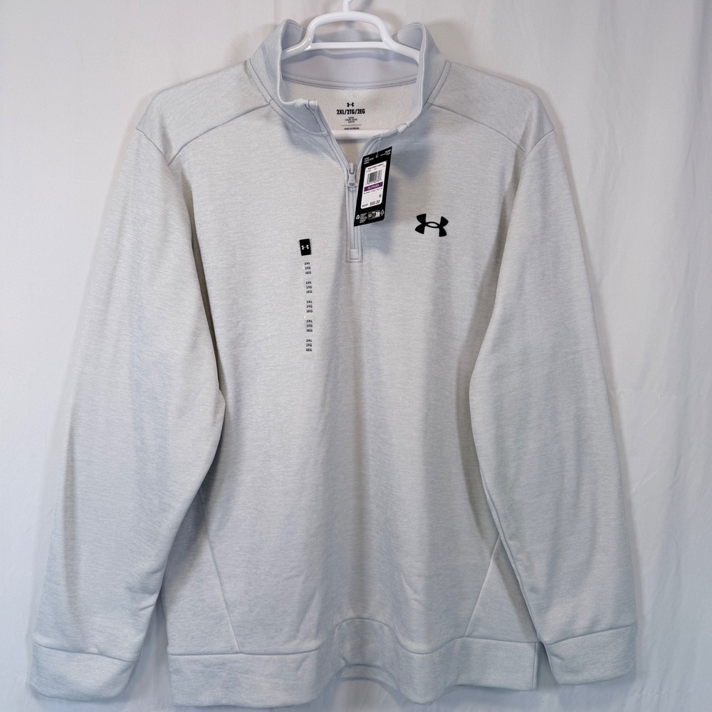 Under Armour Fleece Twist Quarter-Zip Pullover Gray Loose Fit 1373359 Size 2XL
